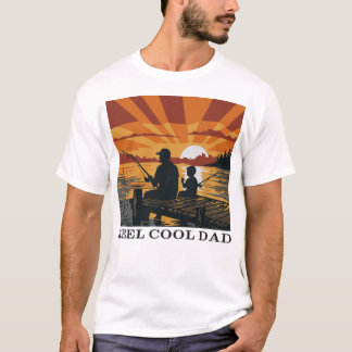 T-shirt pêche Papa Fils Super Cool Coucher de sole