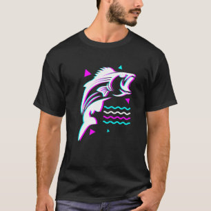 T-shirt Pêche Pêche Vaporwave Bass Poisson Esthétique Refl