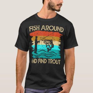 T-shirt Pêche Pêcheur Vintage Drôle De Poisson Autour Et