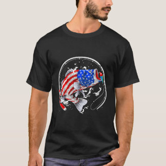 T-shirt Pêche Poisson Drapeau Américain Père Quatrième 4E