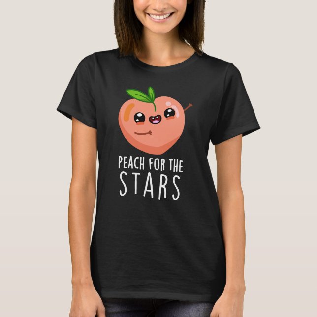 T-shirt Pêche Pour Les Étoiles Drôle Fruit Pun Dark BG (Devant)