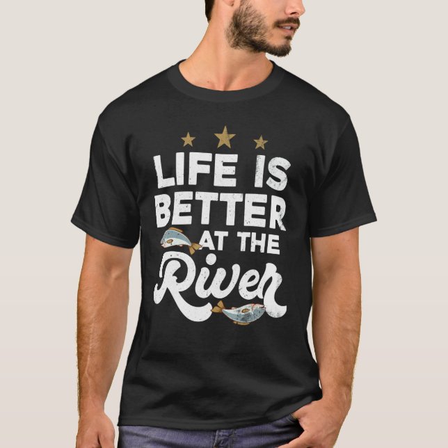 T-shirt Pêche pour les pêcheurs à la rivière (Devant)