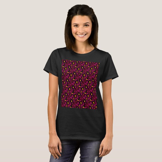 T-shirt Pêche rose violet couleur noire filles (Devant entier)