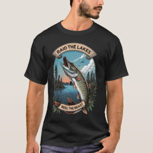 T-shirt Pêche scandinave u2013 Brochet norrois Nœud viking