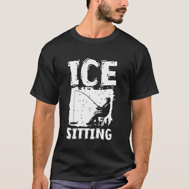 T-shirt Pêche sur glace assis sur de la glace (Devant)