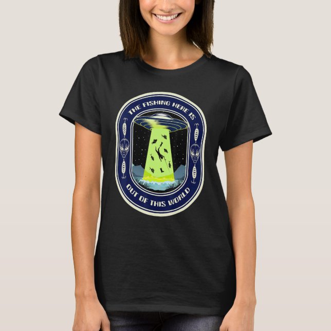T-shirt Pêche Ufo Alien Pêcheur Lac Pêche (Devant)