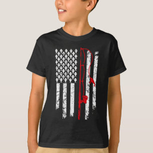 T-shirt Pêche vintage Américain Drapeau Basse pêche