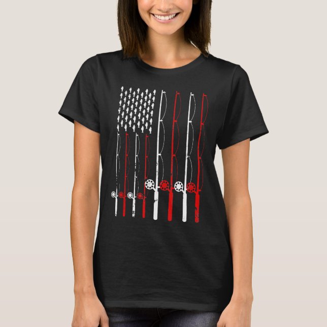 T-shirt Pêche vintage Américain Drapeau Basse pêche (Devant)