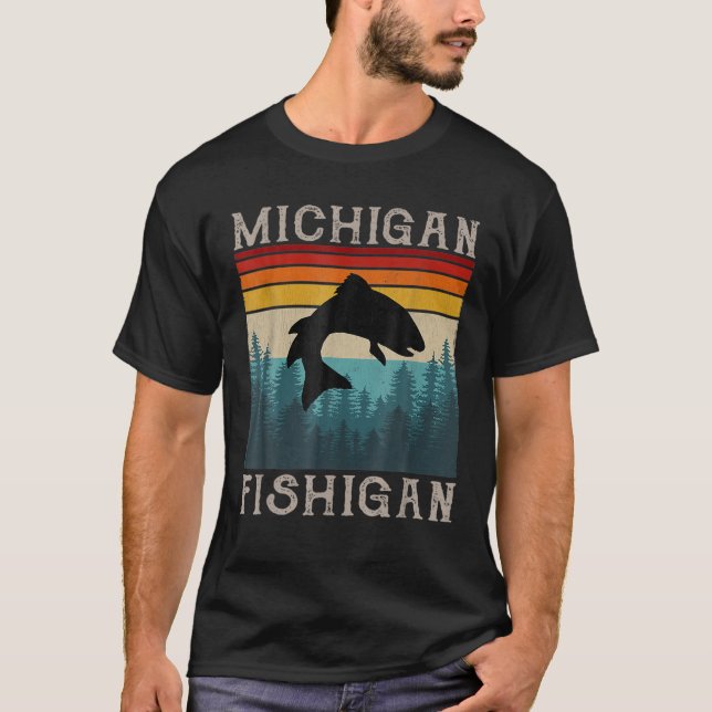 T-shirt Pêche vintage Michigan Pun - Michigan Fishigan (Devant)