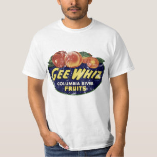 T-shirt Pêches vintages d'étiquette de fruit, Gee Whiz