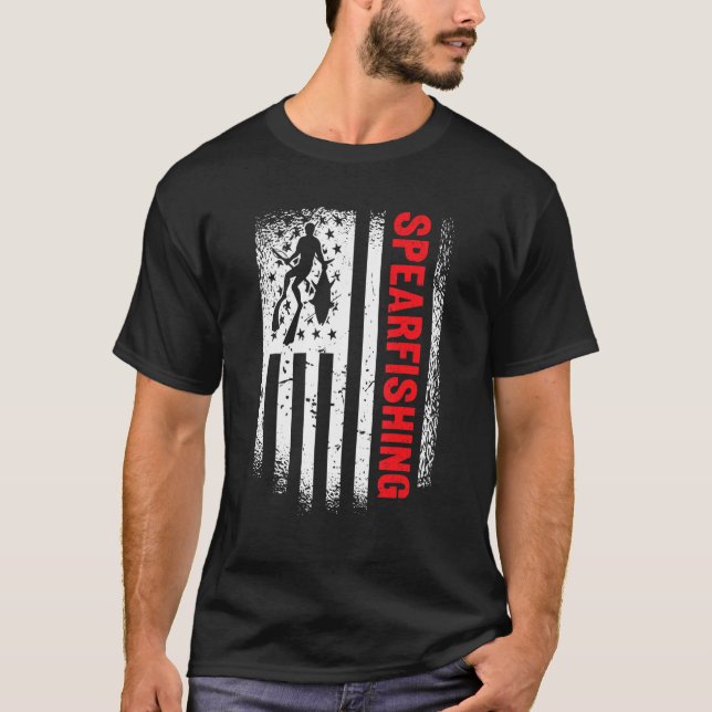 T-shirt Pêcheur à la lance Drapeau Américain (Devant)