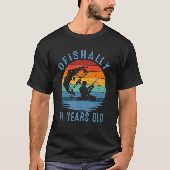 T-shirt Pêcheur âgé de 11 ans 11e anniversaire poisson (Devant)
