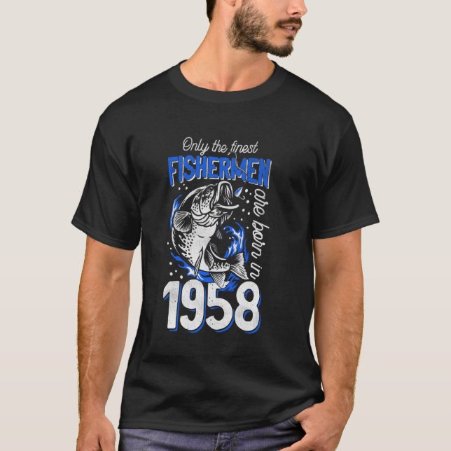 T-shirt Pêcheur âgé de 62 ans 1958 62e naissance (Devant)