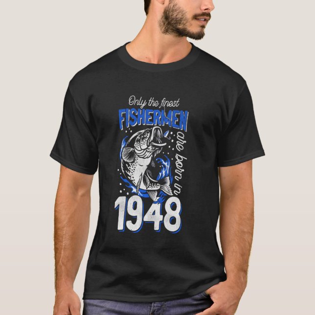 T-shirt Pêcheur âgé de 72 ans 1948 72e naissance (Devant)