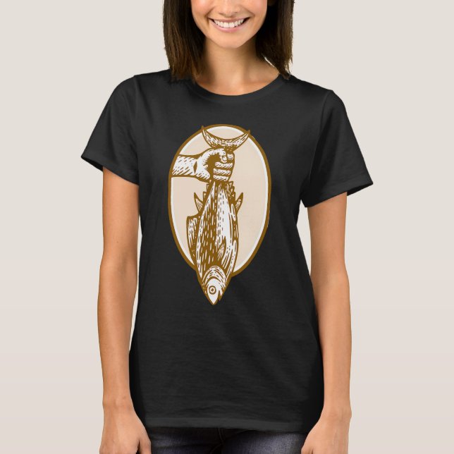T-shirt Pêcheur attrape des poissons (Devant)