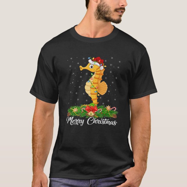 T-shirt Pêcheur Auteur Correspondant Santa Hat Cheval de m (Devant)