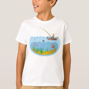 T-shirt Pêcheur Bateau Bateau à canot à canot Man Lake Riv