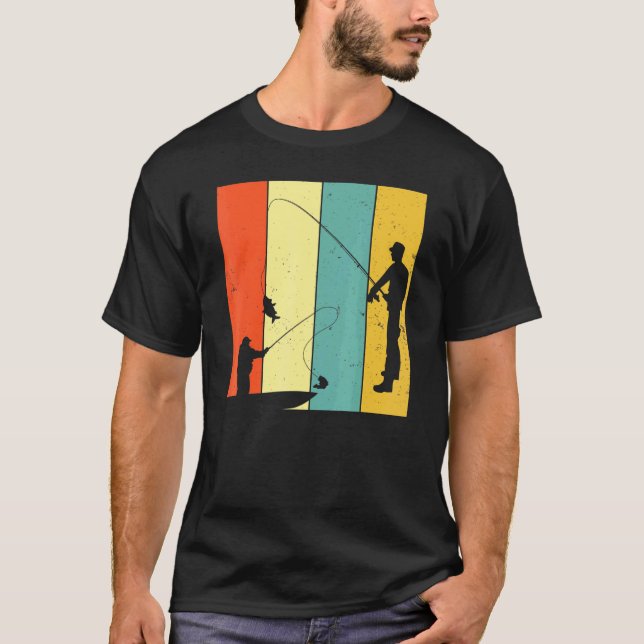 T-shirt Pêcheur Bateau de pêche rétro Canne à pêche (Devant)
