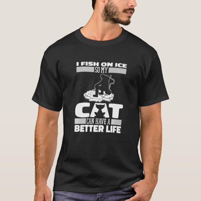 T-shirt Pêcheur Chat Pêche sur glace (Devant)