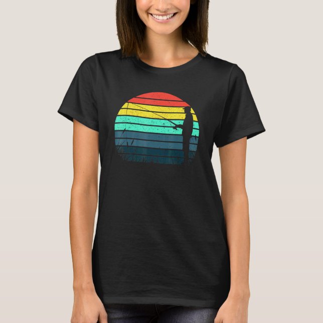 T-shirt Pêcheur - Coucher de soleil - Pêche rétro - Poisso (Devant)