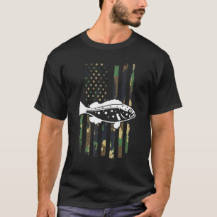 T-shirt Pêcheur de bar Camouflage Drapeau Usa 1