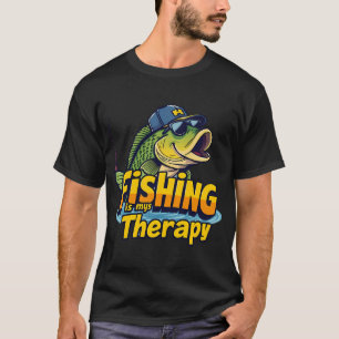T-shirt Pêcheur de basses de dessin animé drôle avec casqu
