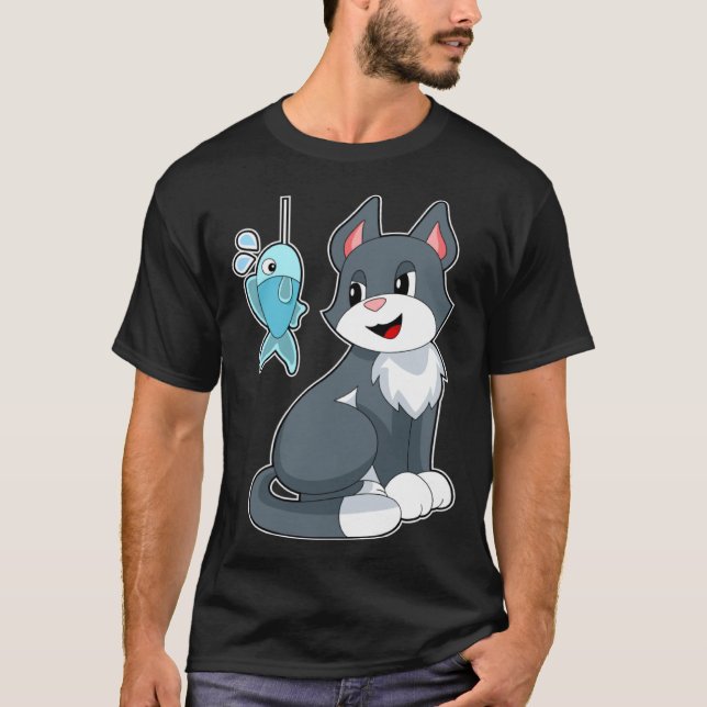 T-shirt Pêcheur de chat poisson pêche (Devant)