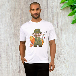 T-shirt Pêcheur de dessin animé avec Gros Catch Funny Fish