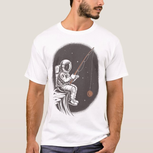 T-shirt Pêcheur de l'espace – Astronaute attrapant le Sole (Devant)