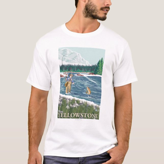 T-shirt Pêcheur de mouche - Yellowstone occidental, (Devant)