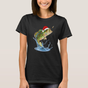 T-shirt Pêcheur de Noël Chapeau de Père Noël Lumières de N