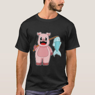 T-shirt Pêcheur de porc canne à pêche