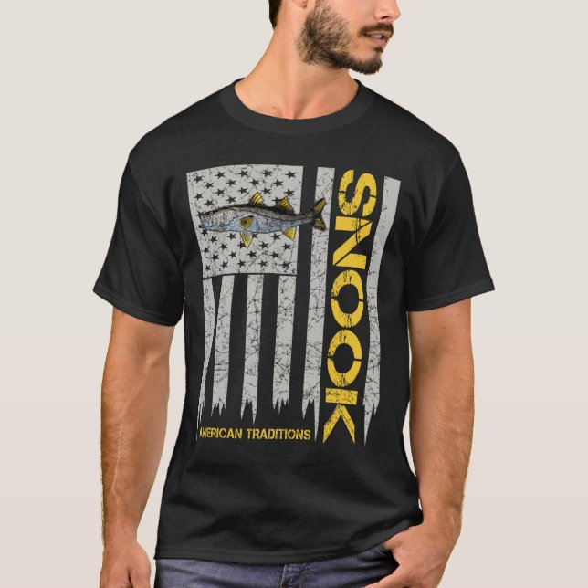 T-shirt Pêcheur de snook - Drapeau américain de style vint (Devant)