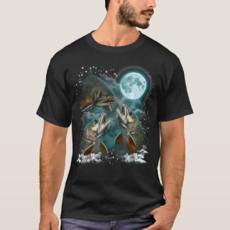 T-shirt Pêcheur de truite brune Lune hurlante Vintage