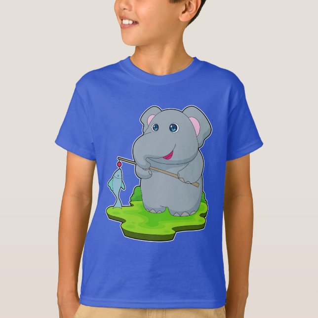 T-shirt Pêcheur d'éléphant Canne à pêche Pêche (Devant)