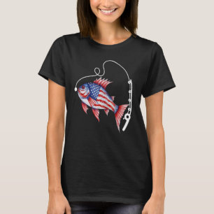 T-shirt Pêcheur Drapeau Américain Hommes de pêche