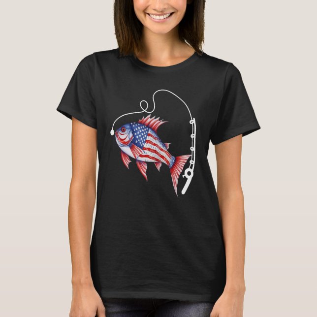 T-shirt Pêcheur Drapeau Américain Hommes de pêche (Devant)