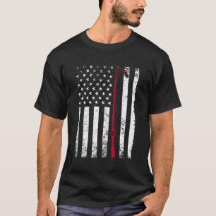 T-shirt Pêcheur Drapeau Vintage américain Pêche Rod Patrio