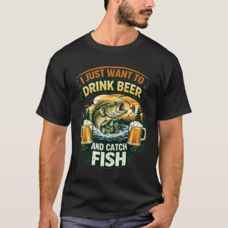 T-shirt Pêcheur drôle Amateur de bière Humour de pêche