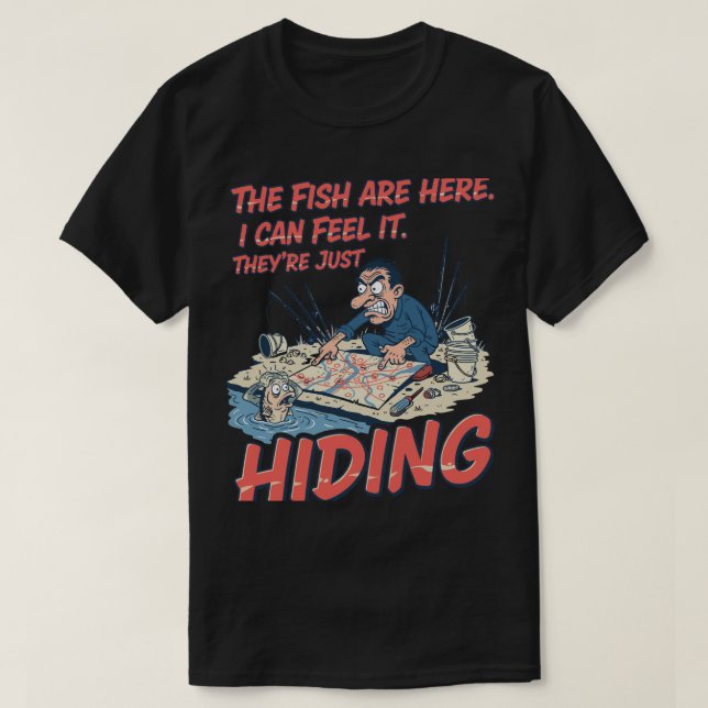 T-shirt Pêcheur drôle Les poissons cachent la conspiration (Design devant)