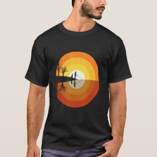 T-shirt Pêcheur et son chien fidèle au coucher du soleil