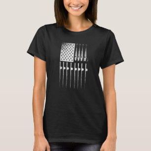 T-shirt Pêcheur Fierté Nous Drapeau Pêche Hochet Fière Pêc