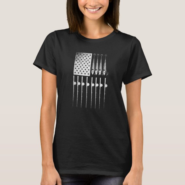 T-shirt Pêcheur Fierté Nous Drapeau Pêche Hochet Fière Pêc (Devant)