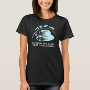 T-shirt Pêcheur Homme Mari Aime Femme Cache Canne À Pêche
