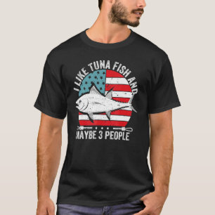 T-shirt Pêcheur J'aime Le Thon Et Peut-être 3 Personnes Ét