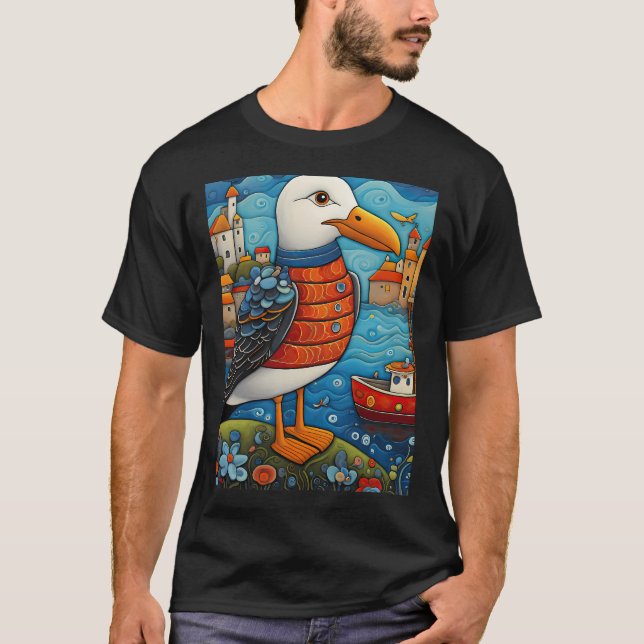 T-shirt Pêcheur mouette (Devant)