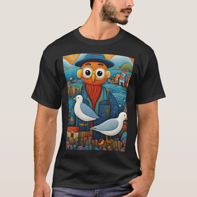 T-shirt Pêcheur mouette (Devant)