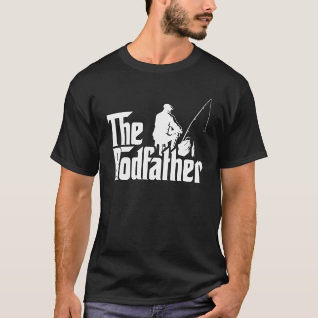 T-shirt Pêcheur Papa Pêche  Papa Le Rodfather (Devant)