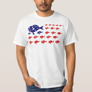 T-shirt Pêcheur patriotique du drapeau bleu rouge