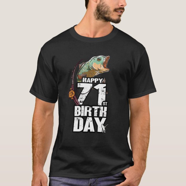 T-shirt Pêcheur pêcheur âgé de 71 ans 71e Anniversaire (Devant)